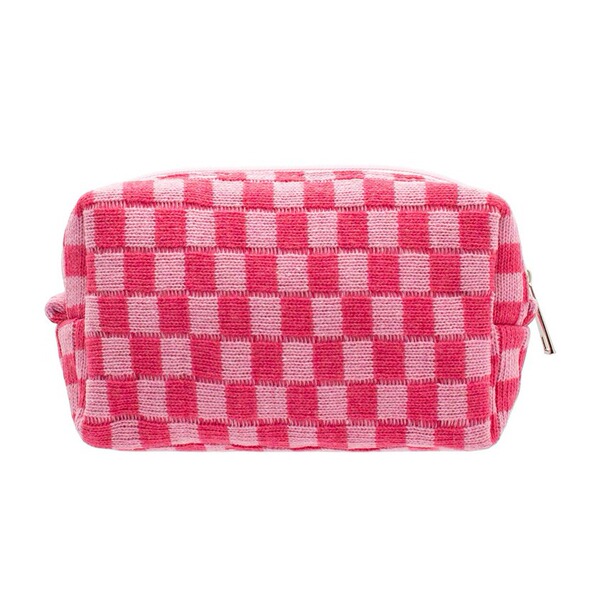 The Pizminik Check Cosmetic Bag with Hand Wallet Zip constitutes a…