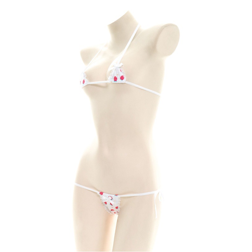 Ropa interior sexy Halter bikini encaje fresa Impresión de tres puntos sexy vendaje pijamas venta al por mayor B0240