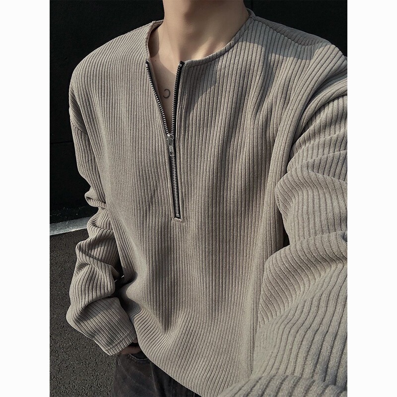 American-Style Half-Zip Henley Collar T-Shirt for Men, Spring and Autumn Cleanfit Long-Sleeve Base Layer Shirt, Tough Guy Style Sweatshirt American-Style Half-Zip Henley Collar T-Shirt for Men, Spring and Autumn Cleanfit Long-Sleeve Base Layer Shirt, Tough Guy Style Sweatshirt