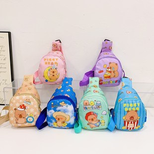 Kapibala Children's Chest Bag for Boys and Girls Stylish Cute Printed Change Small Bag Fashionable All-match Shoulder Crossbody Bag