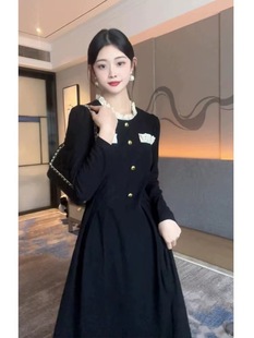 2023 autumn and winter New Hepburn style lace long sleeve slimming pregnant women breastfeeding dress postpartum clothes fashionable mom nursing