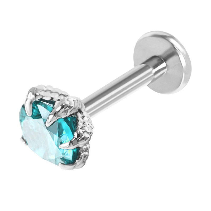 Zesen F136 Titanium Alloy Dragon Claw Dragon Scale Zircon Lip Labret Stud Tongue Nail Ear Bone Piercing Jewelry detail image 9