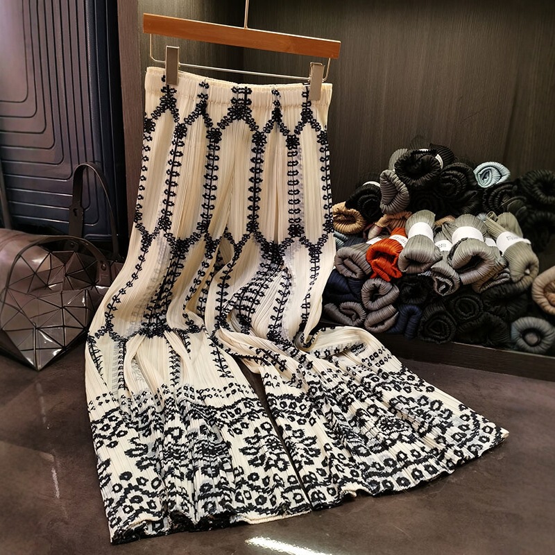 High-End Spring and Summer New Fashion Casual Slim Ethnic Style Wide-Leg Bohemian Wide-Leg Pants for Women