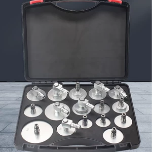 Complete set of specialized connectors for car brake fluid replacement machines, including brake fluid DOT4 and brake fluid replacement tools and accessories