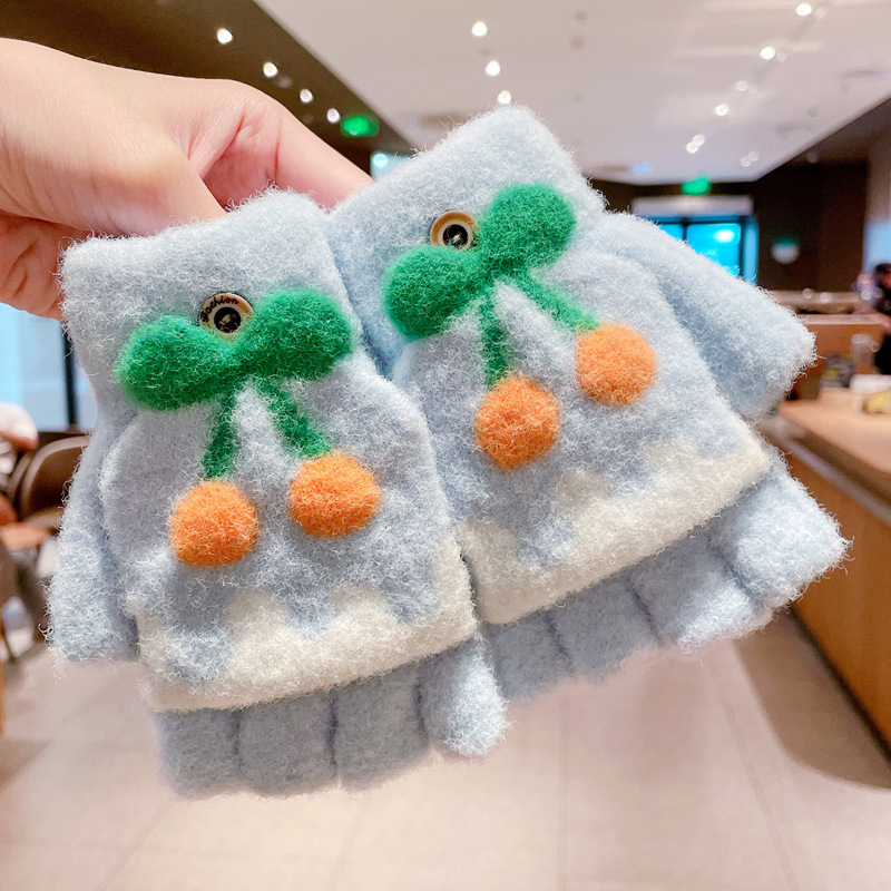 儿童手套冬季宝宝可爱保暖加厚五指男童小女孩半指翻盖婴幼儿一岁