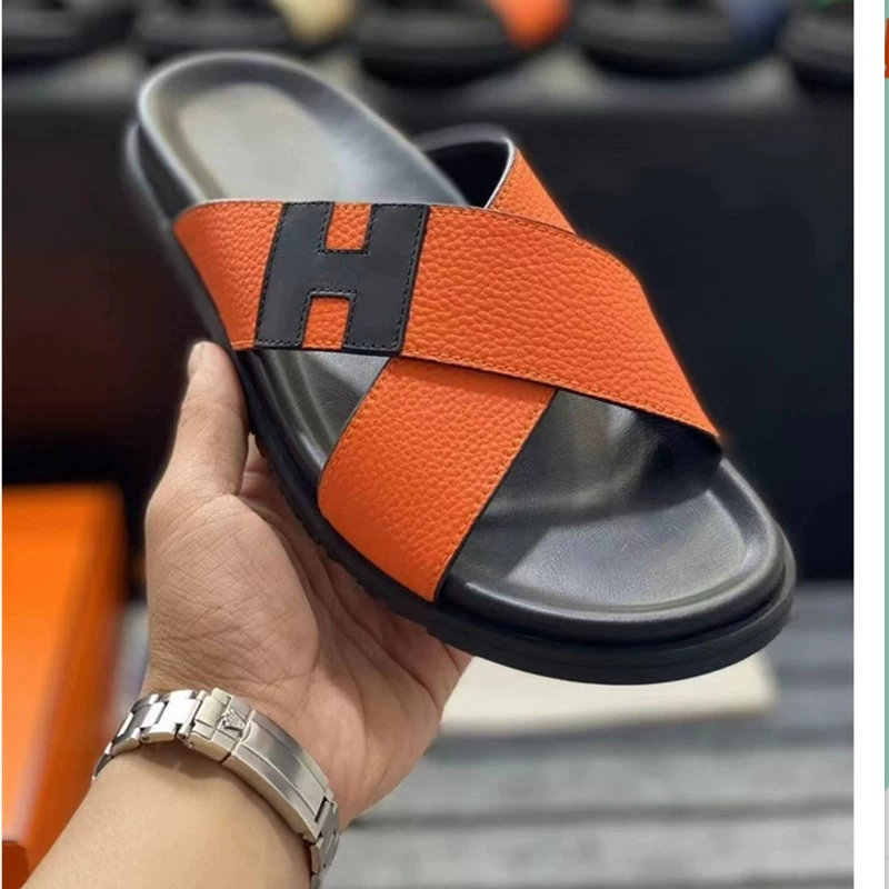 Европейские станции буксирные мужские туфли кожаные повседневные тапочки новые нескользящие пляжные туфли сандалии дышащие и удобные для мужчин