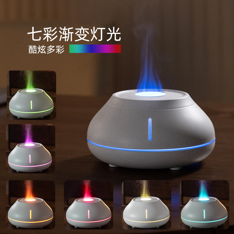 Nueva máquina de aromaterapia de llama transfronteriza aceite esencial fragancia e hidratante humidificador ultrasónico de escritorio linterna colorida del hogar