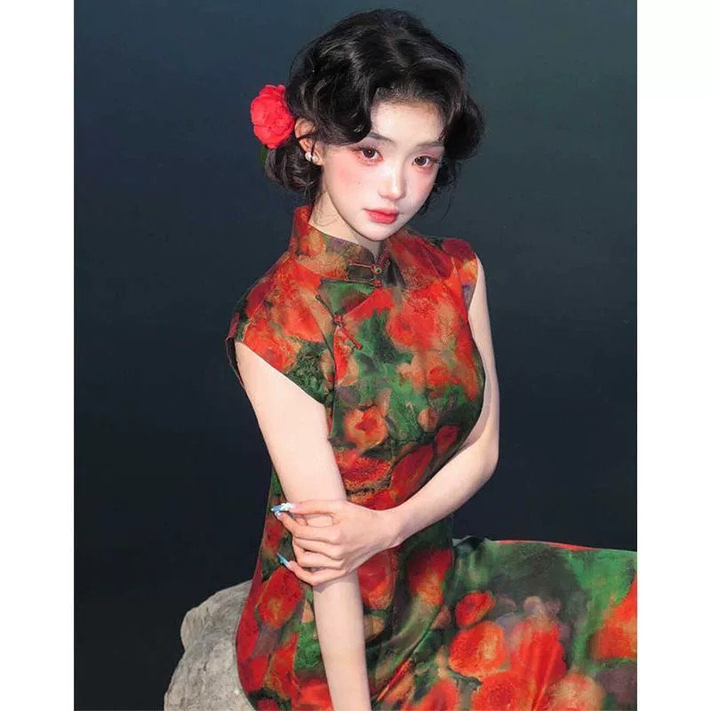 Новое китайское платье для женщин 2025 года, новый национальный стиль, платье-чонсам для похудения и элегантности, улучшенная модель
