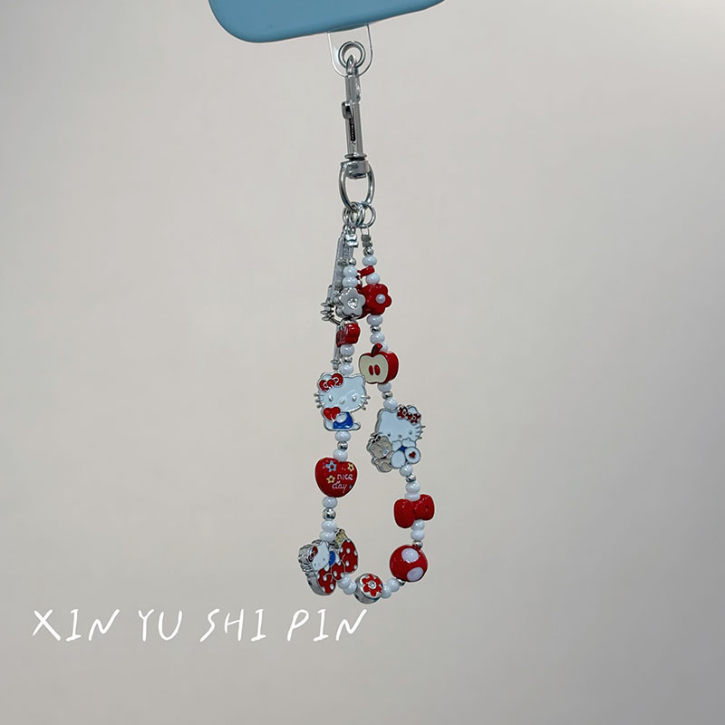 卡通可爱HelloKitty猫咪金属手机链重工设计挂绳时尚高级感包挂饰|undefined