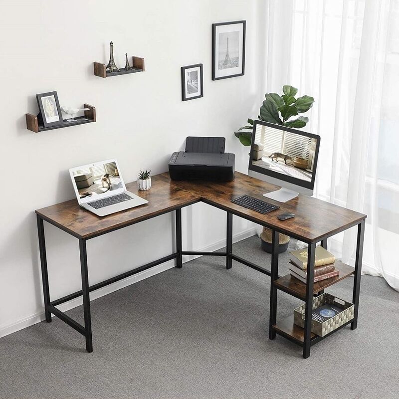 Extra Long Double Computer Desk with Storage Shelves Double Office Desk Large Storage Space Writing Office Table for Home Study