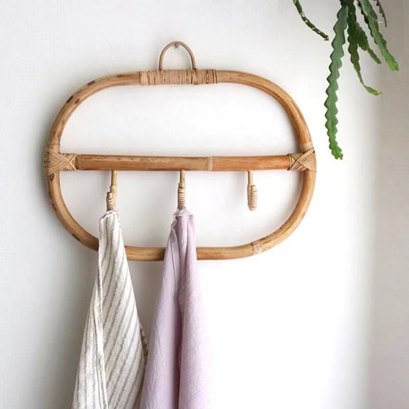 Hecho a mano ins Retro Ropa de ratán real y gancho de sombrero simple gancho de pared gancho de ropa decorativa gancho de ropa de pasillo gancho de niños