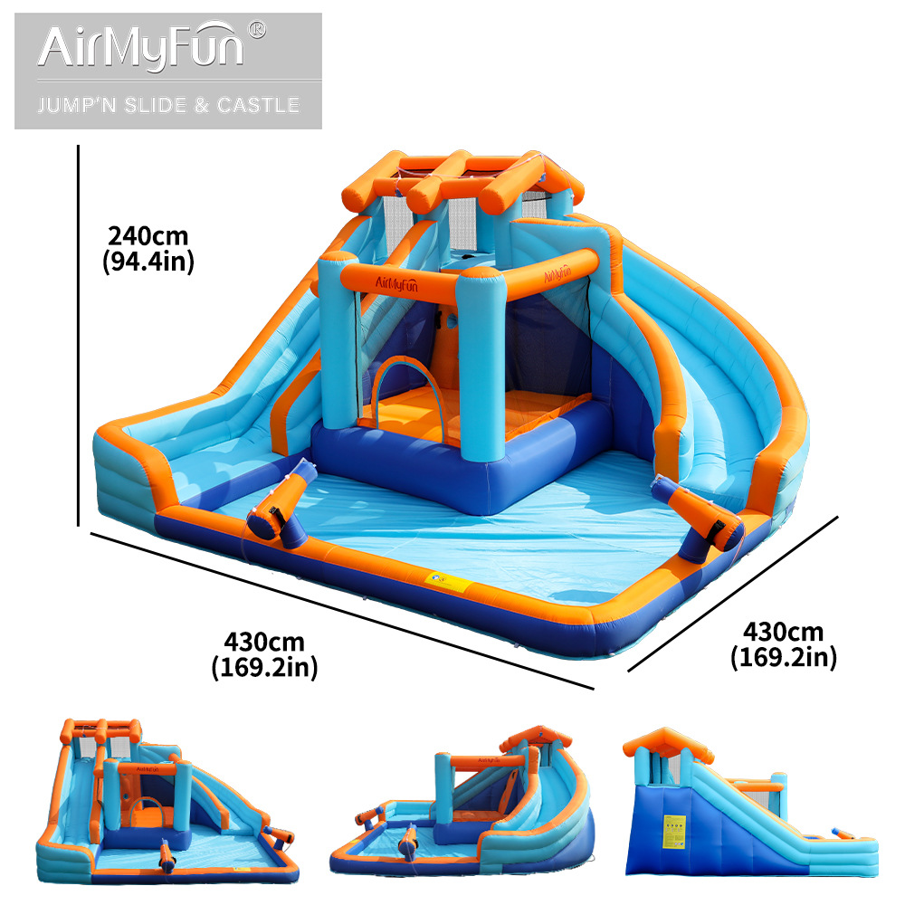 AMF| Castillo de agua infláble castillo de agua infantil castillo de agua casero tobogan trampolín botón castillo de piscina