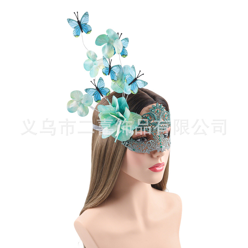 跨境万圣节花朵蝴蝶舞会面具派对女王眼罩化妆道具狂欢节绑带面具|undefined