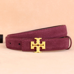 新款真皮皮帶女百搭牛反絨TB同款腰帶女士裝飾配牛仔褲帶批發