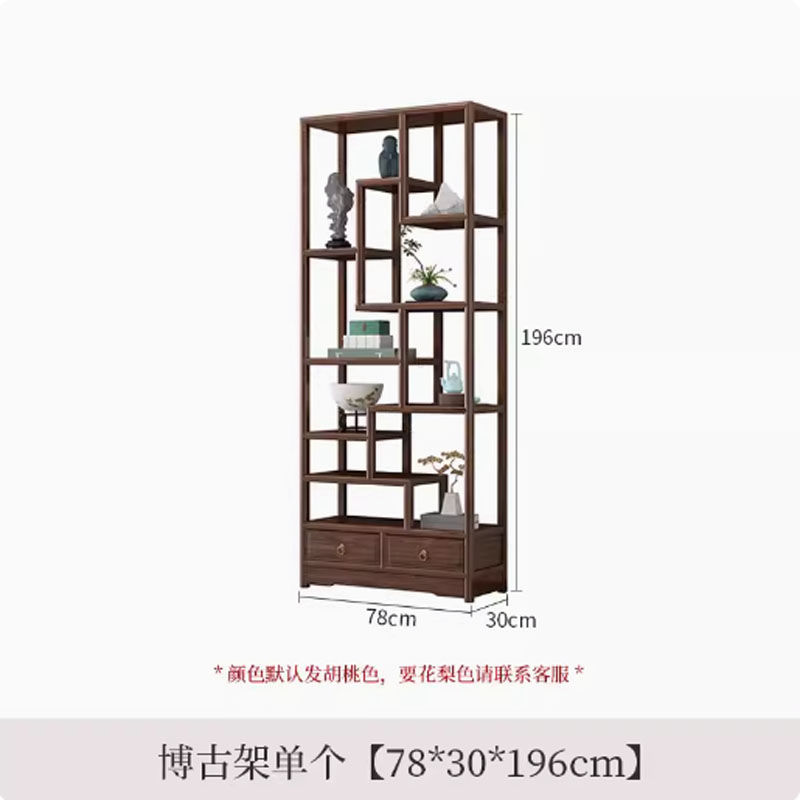 中式实木博古架小型茶叶架展示柜多宝阁隔断客厅置物架黄菠罗格木|undefined
