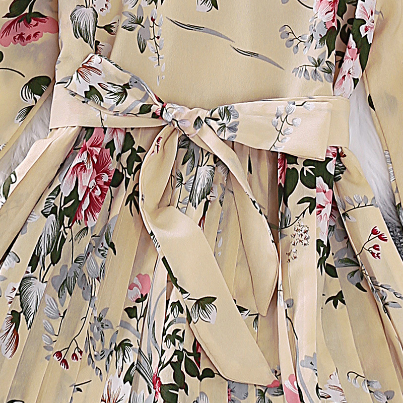 Mädchen Blumen Langarm Prinzessinnenkleid Für Den Herbst_voghion.com