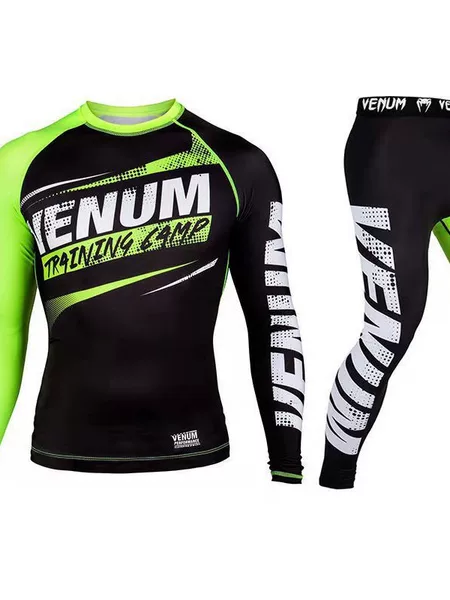 Venom Suit Boxing Long-Sleeve Compression Shirt Martial Arts Training Sanda Fitness Long Pants Short-Sleeve Ufc Two-Piece Set