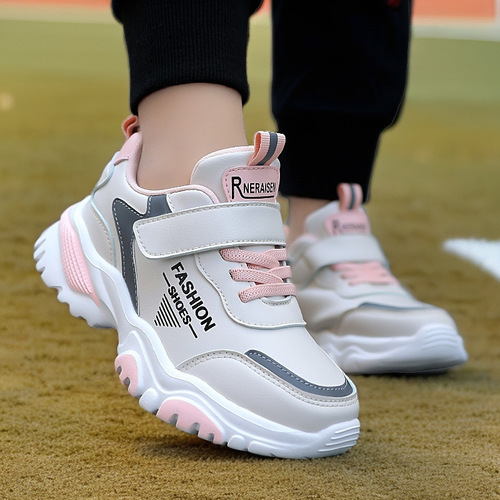 Best-selling children's shoes 6-12 years old, new girls' dad shoes, leather surface breathable, unisex children's versatile sports shoes