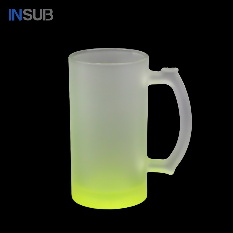 Transferencia térmica 16oz vidrio gradiente esmerilado sublimación térmica logotipo impresible taza de publicidad taza de regalo taza de vidrio