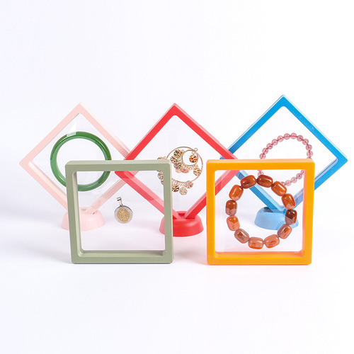 Colorful PE film floating packaging box, transparent jewelry nail art box, badge ring commemorative coin display drawer box