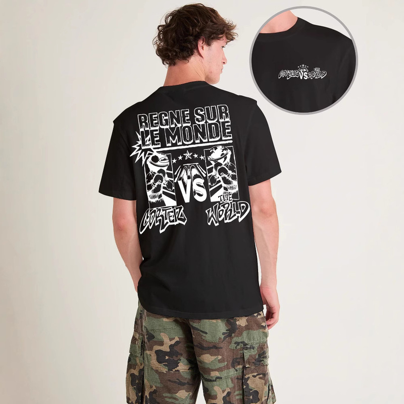 Hes Summer Men's Pure Cotton Sweat-Absorbent T-Shirt Printed Boxer Spot Cut Out Short-Sleeved T-Shirt