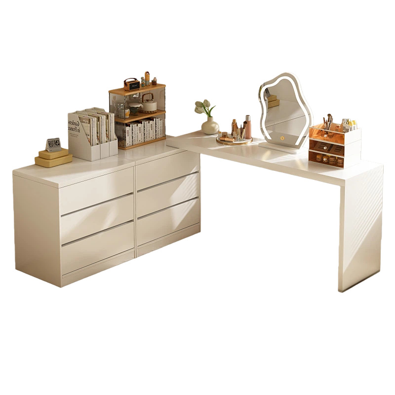 Personalizado al por mayor esquina tocador armario en una simple mesa de maquillaje del dormitorio moderno escritorio escritorio de computadora mesa de maquillaje