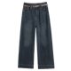 Small 8-point wide-leg jeans for women in spring and summer new high-waist loose high-slimming nine-point straight-leg pants