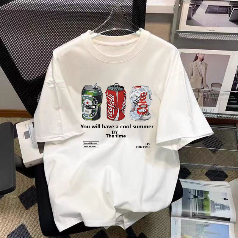 White Short Sleeve-Beer Coke
