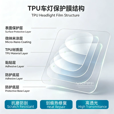 Car headlight protective film, self-healing, high-transparency car headlight