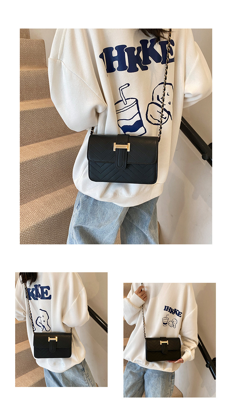 High-end texture checkered tattoo line small bag for women, 2024 new style, simple and trendy, versatile chain single-shoulder crossbody bag Item Picture