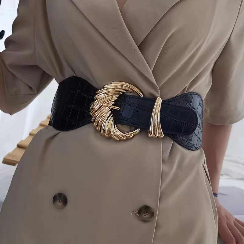 Korean Style Extra Wide Girdle for Women Classic Shell Dress Decorative Suit Coat Sweater Versatile Skirt Belt for Women