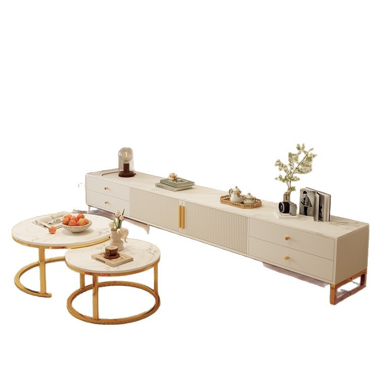 Gabinete de televisión sala de estar doméstica piso pequeño tipo 2025 nuevo almacenamiento en una mesa de té combinación de gabinete de televisión