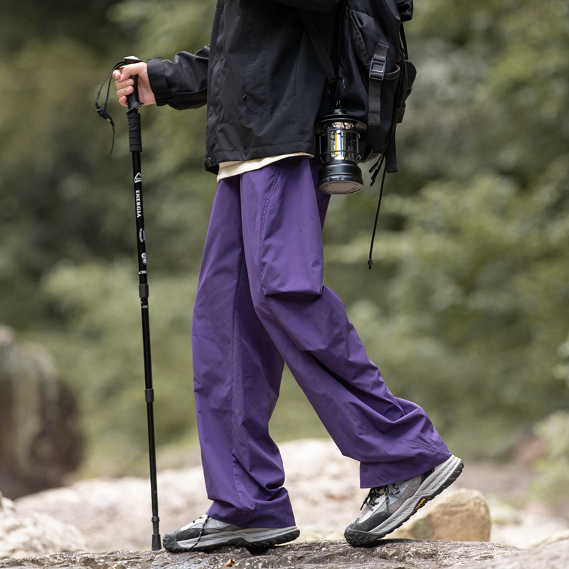 Men's Three-proof Waterproof Parachute Pants Thin Soft Shell Quick-drying Pants Women's Outdoor Hiking Sports Fishing Hiking Pants