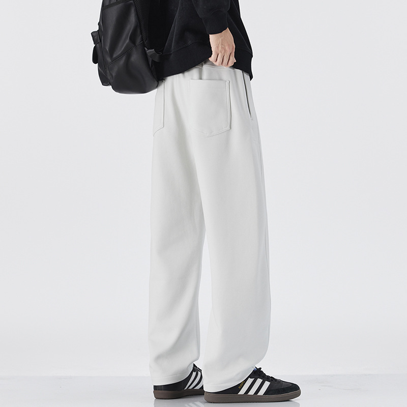 2025 nuevo otoño cordón elástico pantalones de cintura masculinos retro americano casual suelto pantalones rectos