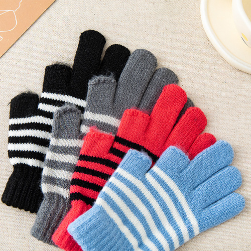 Touchscreen Glove for Men and Women, Winter Warmth, Fleece Lined, Thick Knit Wool, Writing, Student, Reveals Two Fingers, Riding, Driving