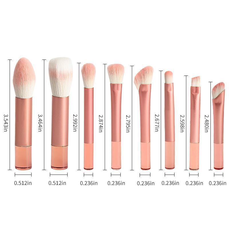 Mini juego de pinceles de maquillaje 8 mango de cristal transparente viaje maquillaje portátil herramienta de belleza para principiantes juego completo