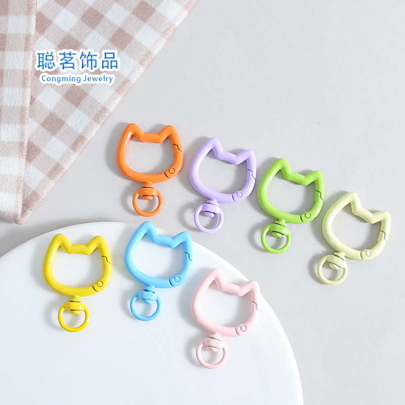 Zinc Alloy Painted Cat Head Spring Buckle Jewelry DIY Accessories Keychain Women's Bag Pendant Handmade Materials Wholesale Zinc Alloy Painted Cat Head Spring Buckle Jewelry DIY Accessories Keychain Women's Bag Pendant Handmade Materials Wholesale