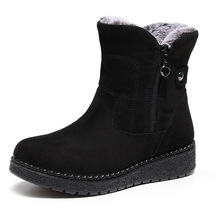 冬季女棉靴老北京布鞋加厚保暖女士平跟妈妈中筒靴中老年雪地靴
