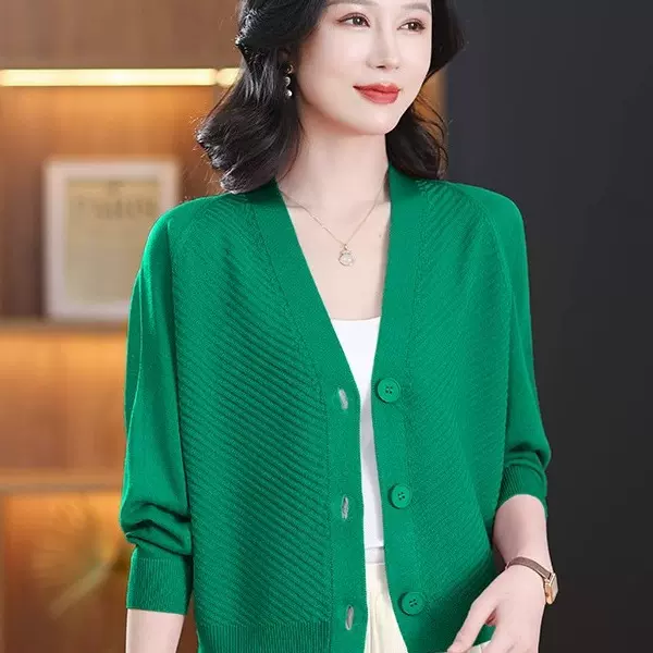针织开衫春装年新款外搭毛衣外套洋气妈妈装外搭外套上衣薄款