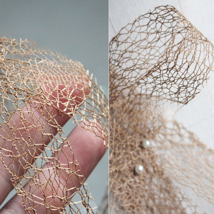 别致土黄网镂空花边辅料 手工DIY配饰服装乱纹肌理设计师创意布料