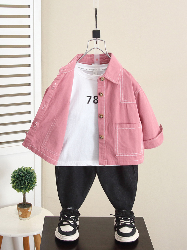 6241 Chaqueta delgada para niños Otoño 2025 Primavera y otoño Nuevo estilo para niños Chaqueta de estilo occidental Cárdigan Camisa para bebé Tendencia