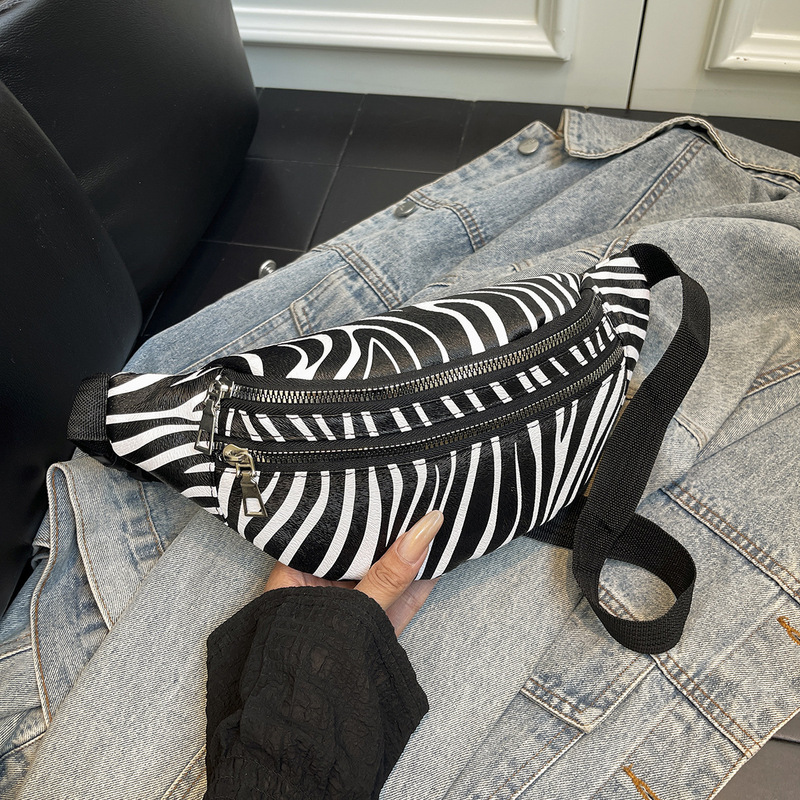 New Style Waist Bag, Zebra Pattern Crossbody Chest Bag, Women's Shoulder Bag, Unisex, Simple and Fashionable New Style Waist Bag, Zebra Pattern Crossbody Chest Bag, Women's Shoulder Bag, Unisex, Simple and Fashionable