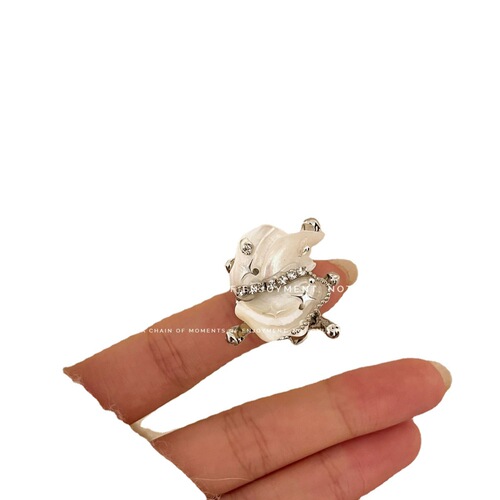 French vintage alien seashell irregular handmade ring niche design sweet and playful personality exaggerated stacking ring