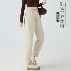 九分运动裤女春秋季2025新款小个子高腰通勤哈伦休闲束脚运动卫裤