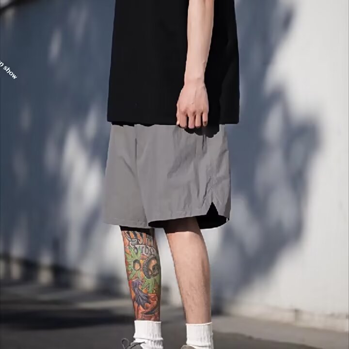 New Japanese Style Casual Shorts Men's Summer Loose Trendy Solid Color Simple Large Pants Men's and Women's Trendy Pants