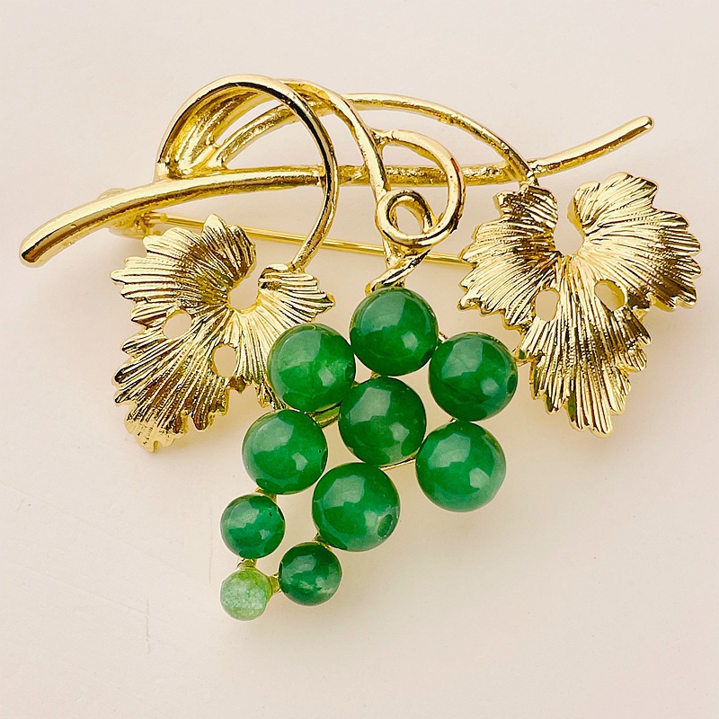 IG Style Leaf Grape Alloy Glass Plating Women's Ear Studs Brooches display picture 2
