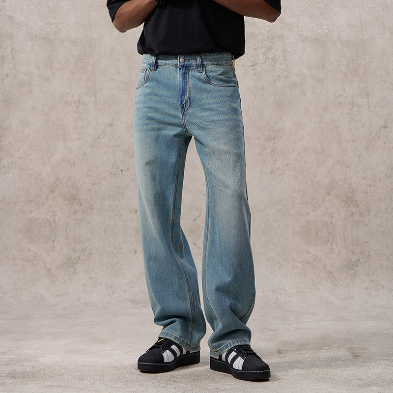 American-style High Street Lyocell Tencel Jeans Loose Straight Wide Leg Casual All-match Trendy Long Pants