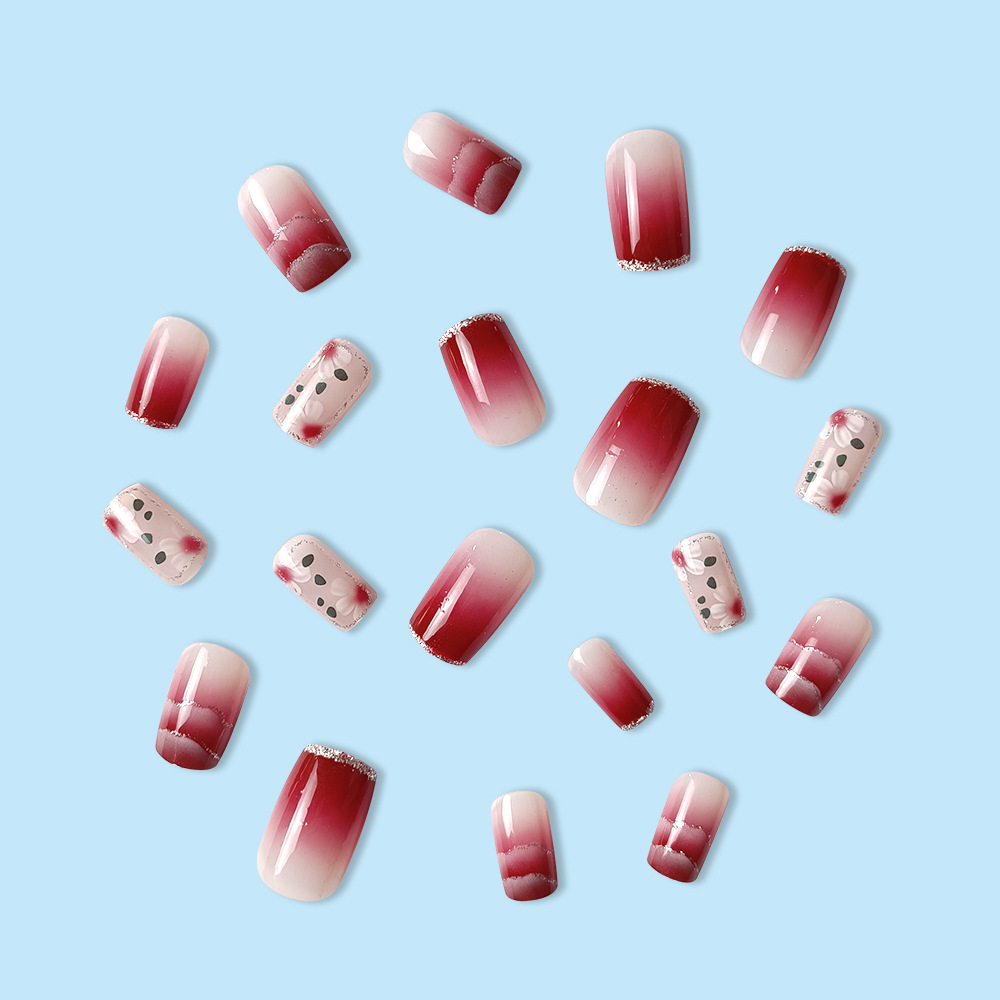 Brillo rosa y púrpura borde de diamante fresco de uñas de lujo delicado brillo de gradiente de uñas de moda de atmósfera suave
