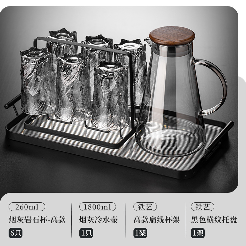 Conjunto de tazas de agua caseras vintage en relieve de vidrio glaciar tazas de agua tazas de té tazas de cerveza