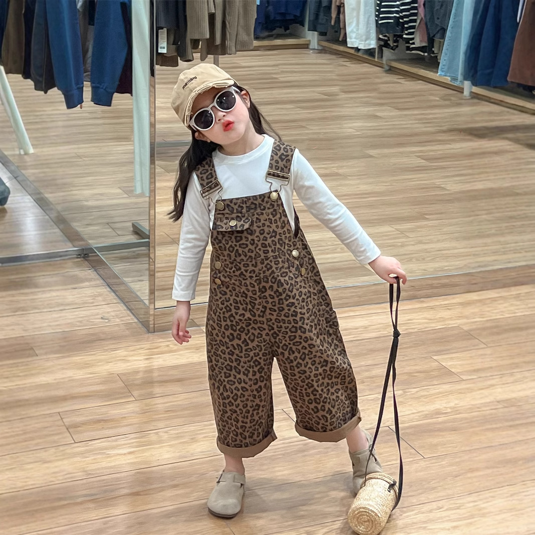 콘도 바지 어린이 바지 중립 봄 가을 복고풍 모양의 소년과 소녀 레오파드 무늬
